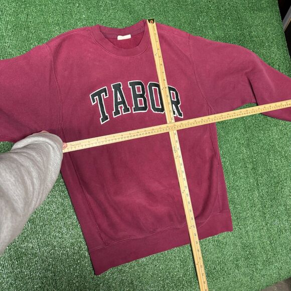 Vintage 1990s Tabor College University Sweater Red Size Medium Baggy Preppy Y2K - Picture 4 of 4